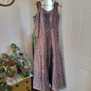 South Asian Floor Length Geometric Formal Eid Wear Dress, Size Womens XL